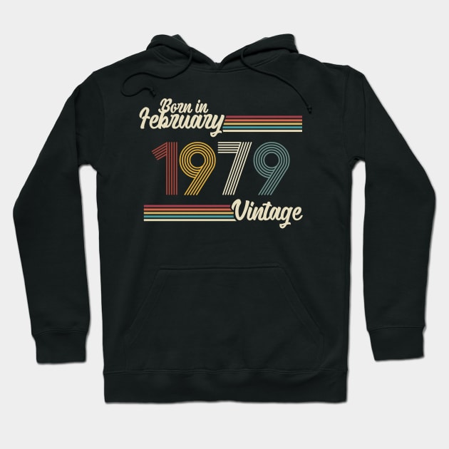 Vintage Born in February 1979 Hoodie by Jokowow